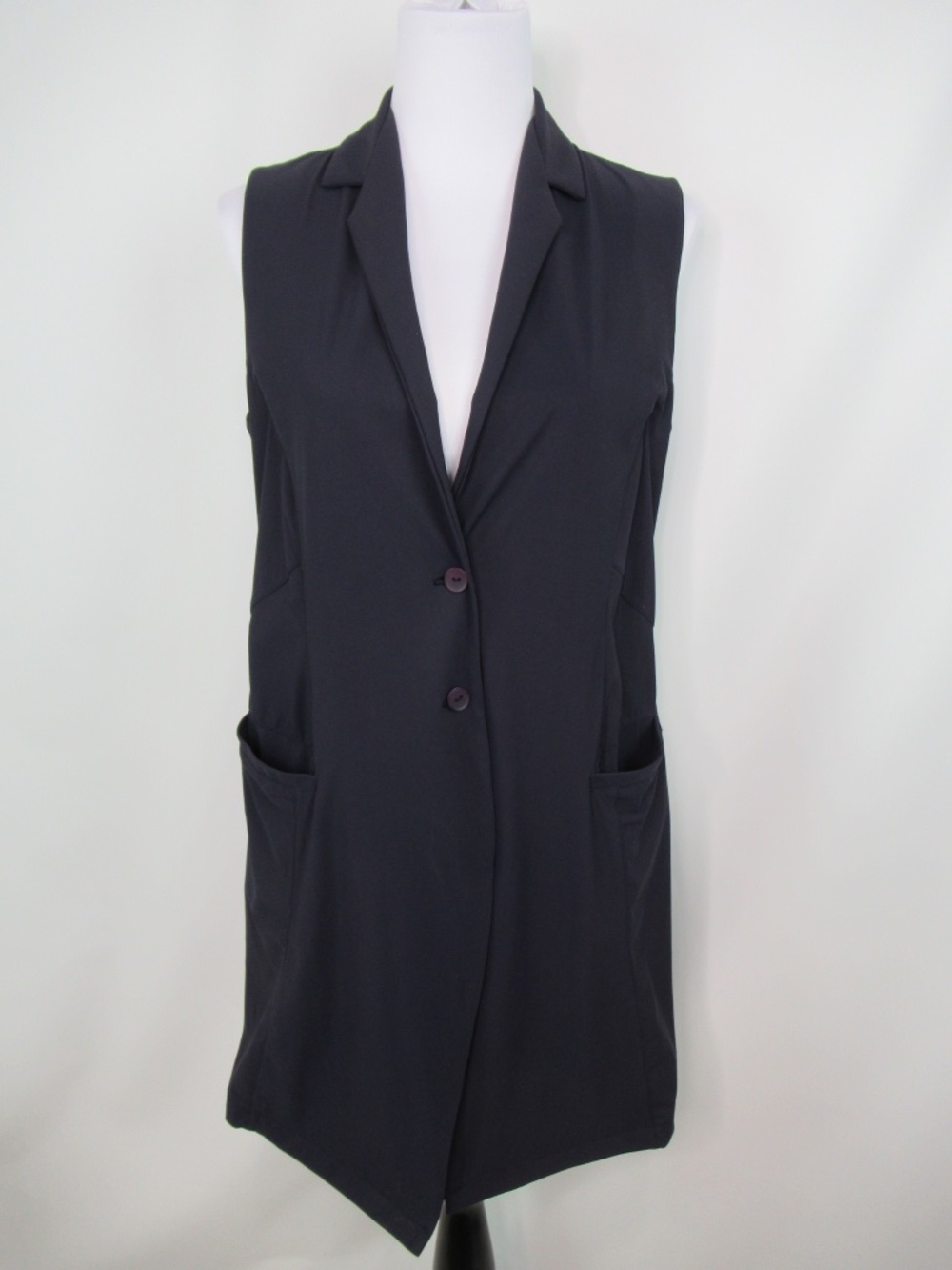 PORTO San Francisco Long Vest Sleeveless Jacket Italian Fabric Stretch 2 - Picture 2 of 12